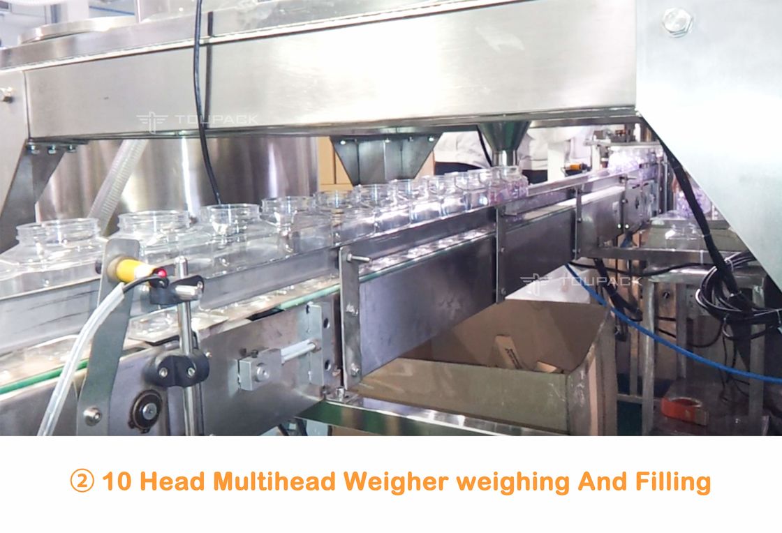 Αυτόματα 10 που το επικεφαλής Weigher Multihead πλυντήριο διακοσμεί το βάζο με χάντρες μπορούν να εμφιαλώσουν το σύστημα πλήρωσης και συσκευασίας
