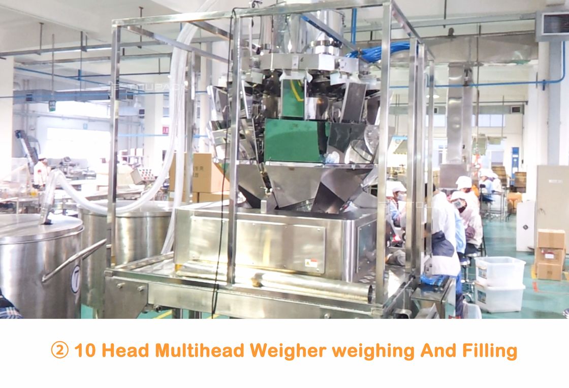 Αυτόματα 10 που το επικεφαλής Weigher Multihead πλυντήριο διακοσμεί το βάζο με χάντρες μπορούν να εμφιαλώσουν το σύστημα πλήρωσης και συσκευασίας