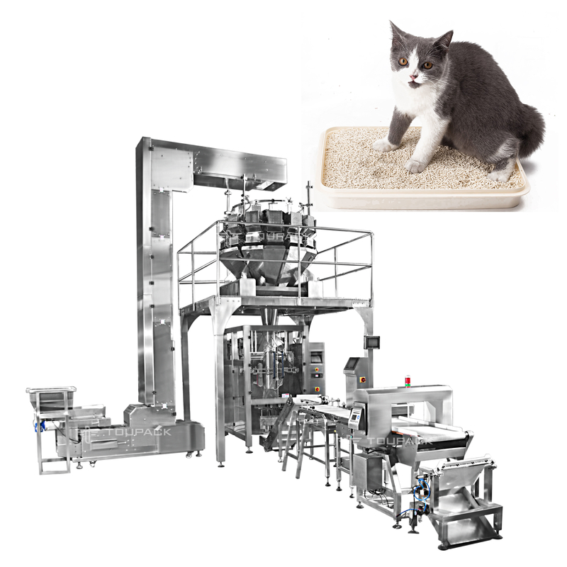 Αυτόματος κόκκος 14 4KG 10KG 18KG επικεφαλής Weigher μηχανή συσκευασίας πλήρωσης τσαντών απορριμάτων γατών