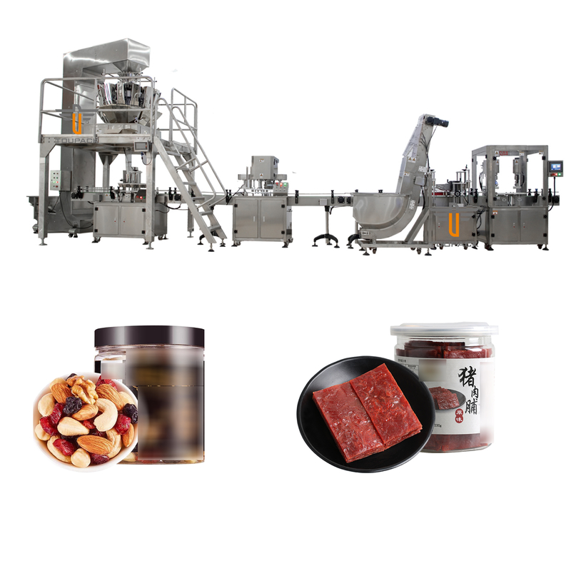 Weigher κεφαλιών Mulit πρόχειρων φαγητών καρυδιών χοιρινού κρέατος μηχανών πλήρωσης μπουκαλιών cOem αυτόματες Jerky μικτές μηχανές κάλυψης πλήρωσης