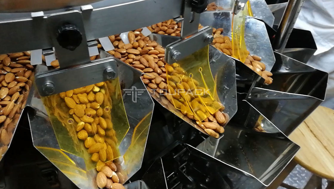 Πλήρης αυτόματη ζυγίζοντας μηχανή συσκευασίας μεταφορέων ανελκυστήρων Ζ για το ρύζι πρόχειρων φαγητών φυστικιών σταφίδων φασολιών εποχής