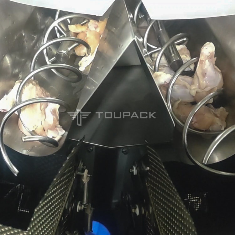 14 επικεφαλής Weigher SS 10-500g συνδυασμού φρέσκου κρέατος κοτόπουλου σύστημα τροφοδοσίας βιδώματος ποδιών αυτόματο ζυγίζοντας