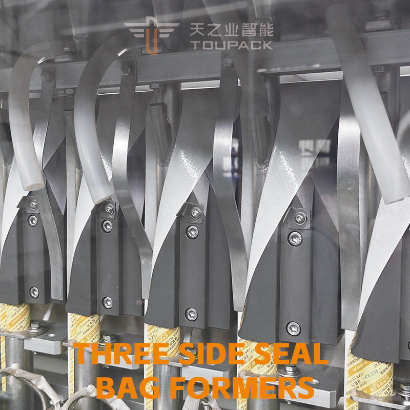 Πλήρως αυτόματη μηχανή συσκευασίας και συμπλήρωσης κετσαπούκ VFF Multi Track Vertical 4 Sides Seal Sachet Tomato Sauce συσκευασία