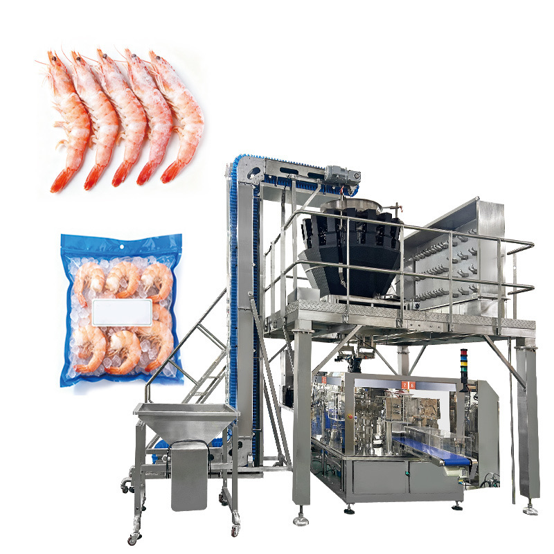 1kg 2kg Chicken Poultry Nuggets wings Meat Premade Pouch Multihead Weigher Stand up Pouch Rotary Fill Seal Packing Machine