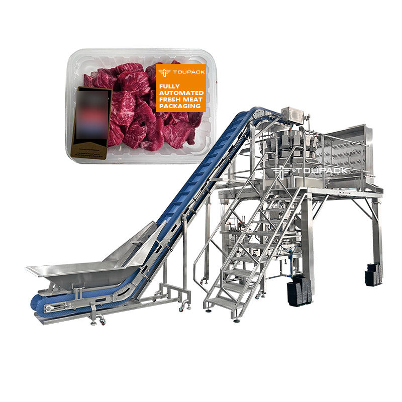 Αυτόματη γραμμή συσκευασίας σαλάτας και φρούτων με μηχανή σφράγισης δίσκων ζυγιστή πολλαπλών κεφαλών για έτοιμα γεύματα