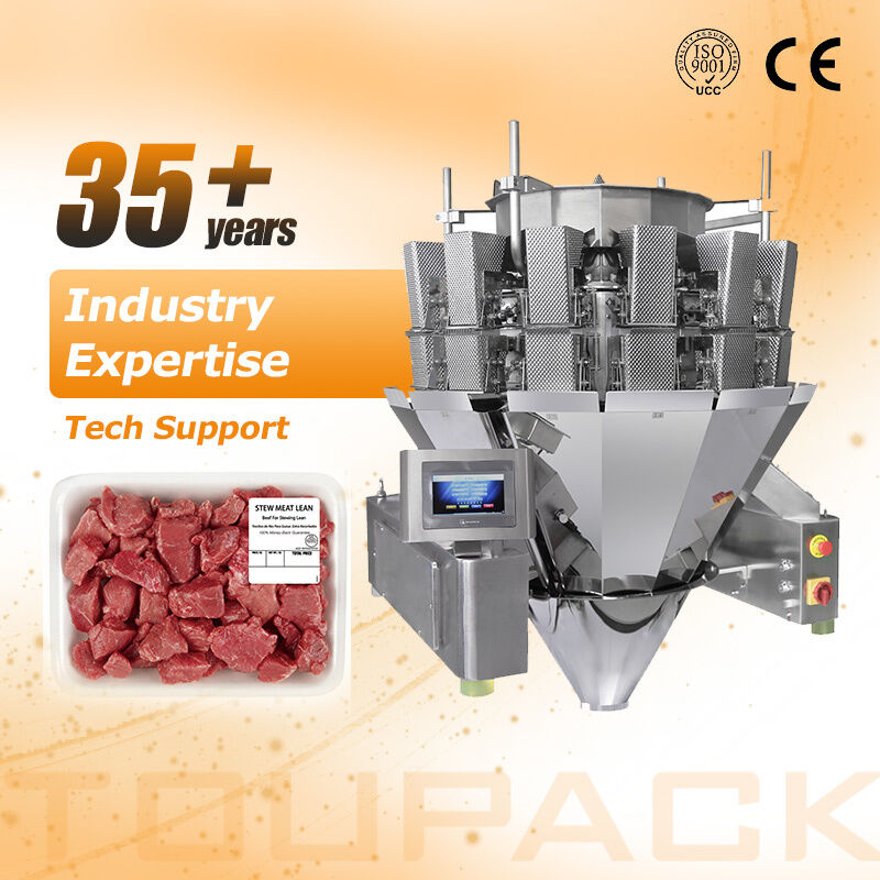 Αυτόματη μηχανή σφράγισης δίσκων με πολυκεφαλικό ζυγιστή βιδών για γραμμή συσκευασίας έτοιμων γευμάτων 60 bpm