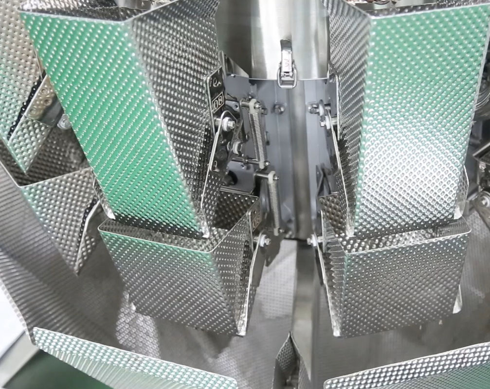 14 Weigher VFFS Mutihead ανελκυστήρας τύπων κύπελλων μηχανών συσκευασίας για τα παγωμένα φασόλι φρούτα σοκολάτας