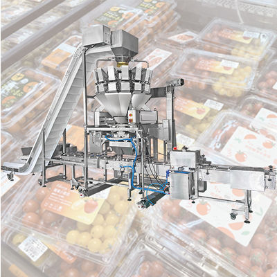 Weigher Multihead νωπών καρπών βακκινίων ντοματών κερασιών μηχανή συσκευασίας πλήρωσης πεδίων χαρτοκιβωτίων