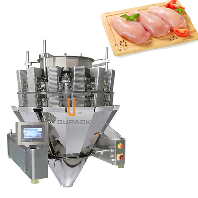 Weigher βιδών 1.0L 1.5L χοάνη 14 πιάτων λακκακιών μηχανών συσκευασίας κεφάλι για το στήθος κοτόπουλου